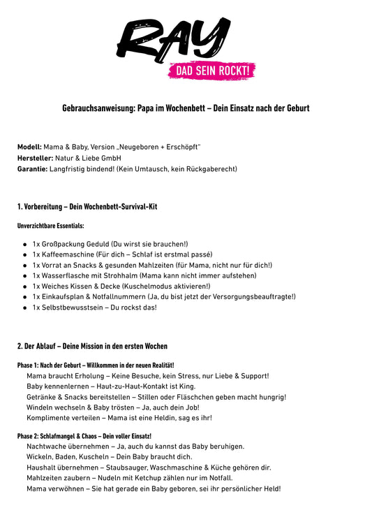 Gebrauchsanleitung "Wochenbett"